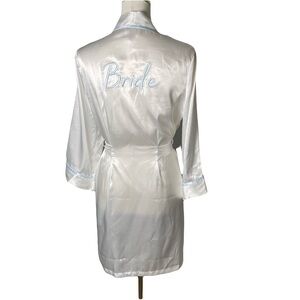 New Linea Donatella White Satin “Bride” Robe Size Small NWT